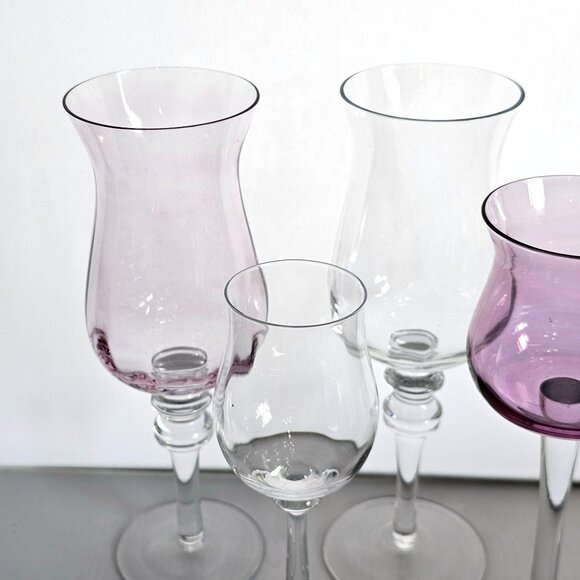 vtg assorted crystal candle holders lot/4 votive glass holders wedding decor tab - Picture 3 of 6